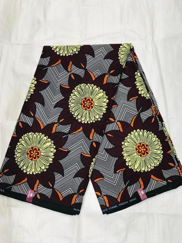 Original Cotton Wax Chitenge Fabric with 6 Yard Print 