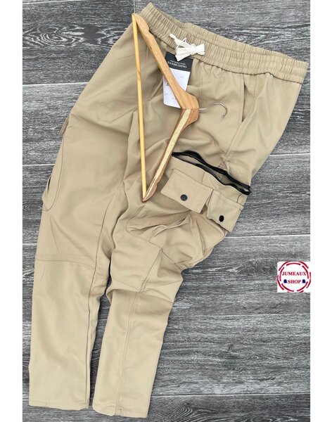 Pantalon cargo beige homme