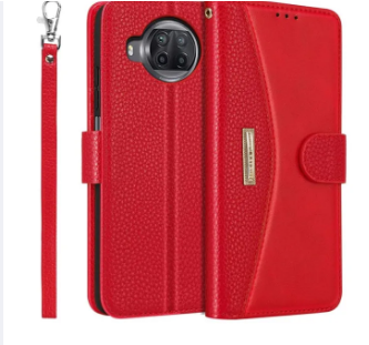 Xiaomi 10T Lite 5G Leather Case with credit card slots, Luxury Look Wallet Case