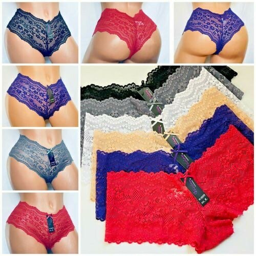 12 Pieces Of Ladies cotton Lace Panties Set- Multicolour