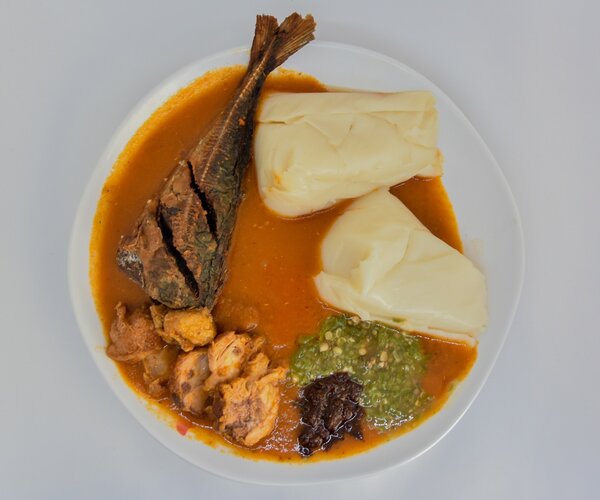 Akassa poisson dindon crevette