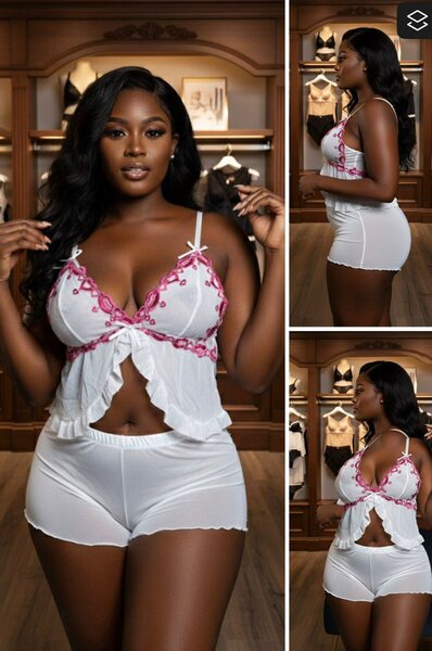 Ensemble lingerie et short en satin