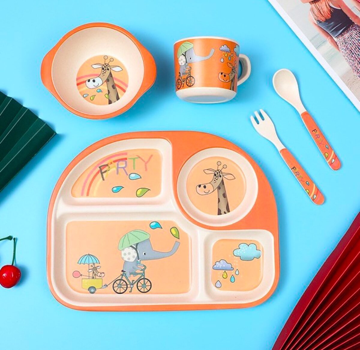 Набор детских столовых приборов из бамбука