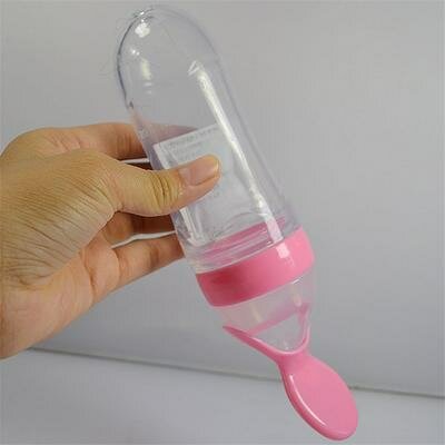90ml Silicone Baby Spoon Feeder Feeding Bottle with Spoon