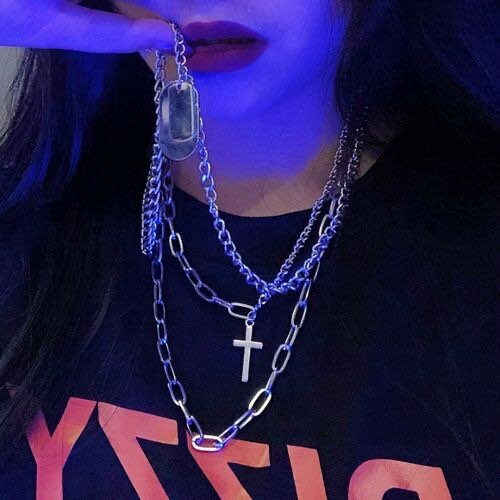 3PCS/SET Multilayer Hip-Hop Cool Necklace For Women Men Jewe
