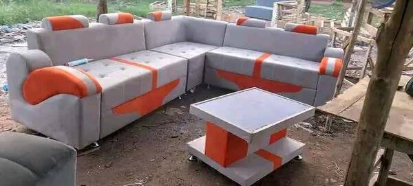 Canapé modulable gris et orange