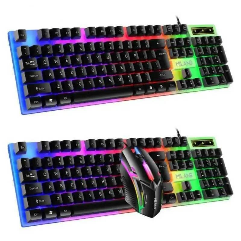 Clavier + Souris + Tapis USB filaire Avec Lumière RGB