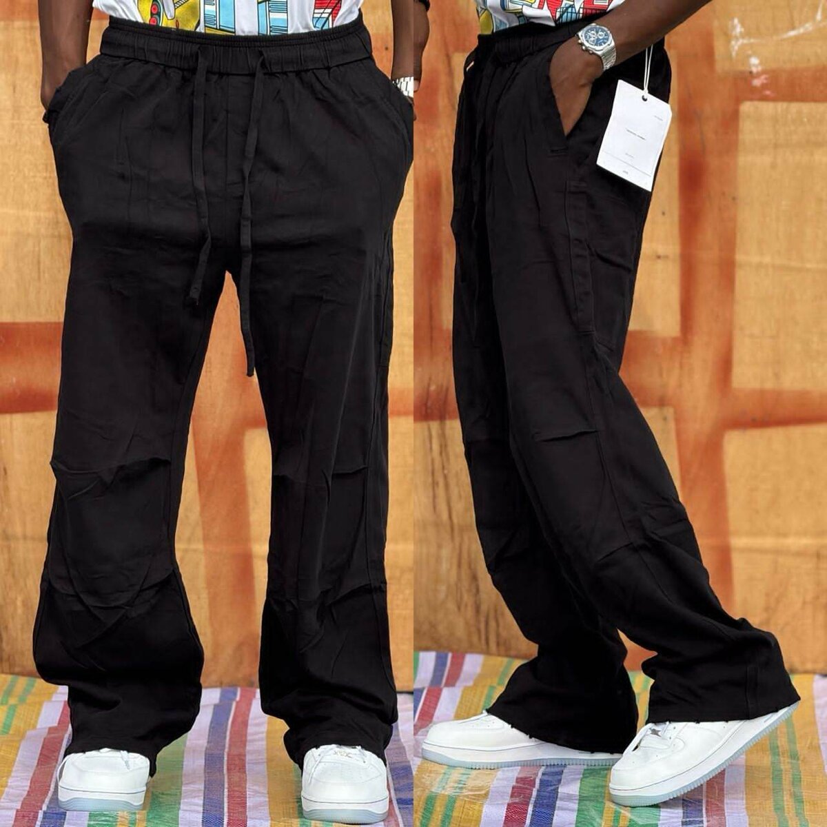 Pantalon ample noir homme