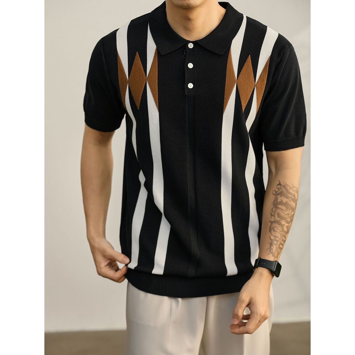 Polo rétro à rayures homme
