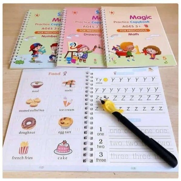 Kids 4 pcs magic books with one pen and 10 refill