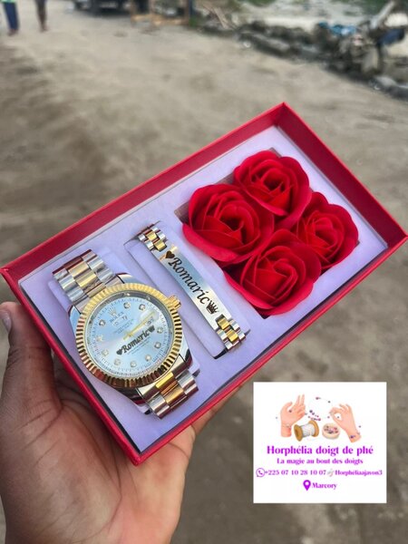 Coffret cadeau montre et roses