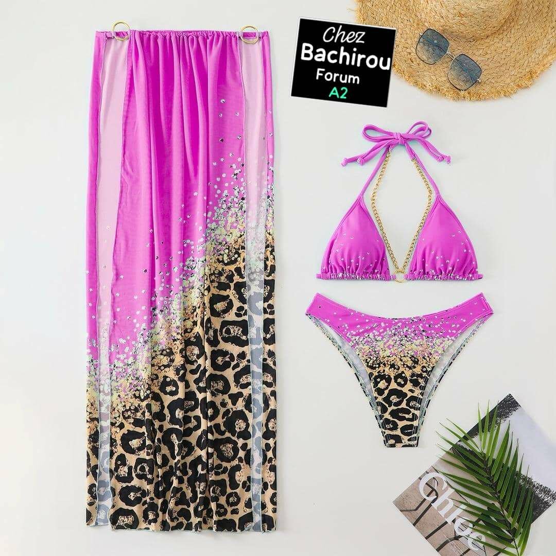 Ensemble Bikini Léopard Rose