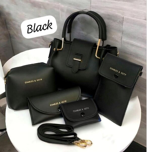 Charles & Keith Women's PU Leather Plain Hand Bags