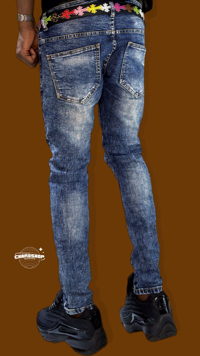 Jeans slim avec broderie