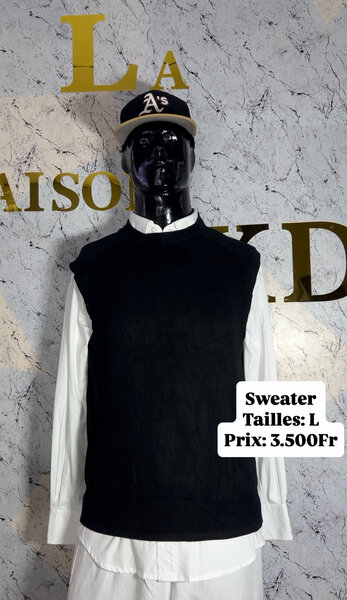 Pull sans manches noir homme