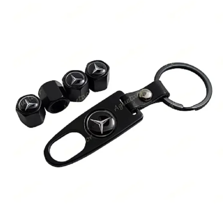 4X M.e.r.c.e.d.e.s Logo Car Wheel Tyre Valves Dust Stems Air Caps + Keychain