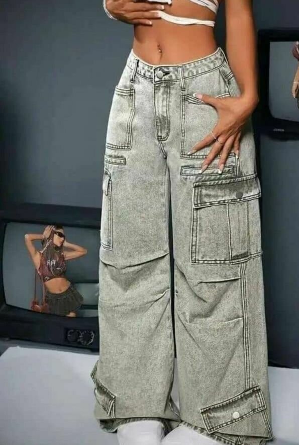 Pantalon cargo large femme