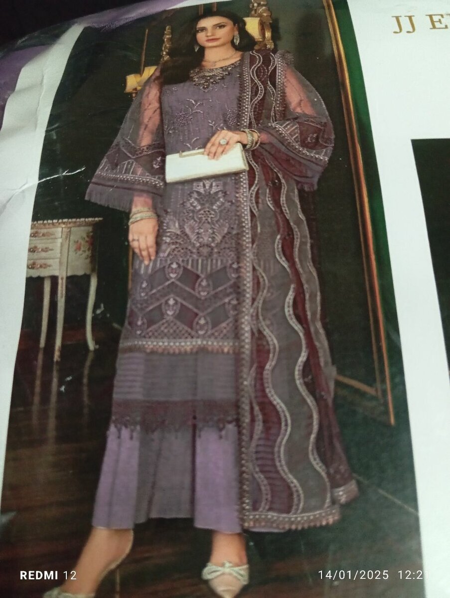 Organza  party wear 2piece unstich