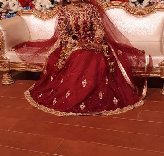 Barat red lehenga with shirt dupatta