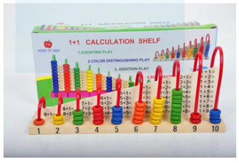 Wooden Double-Sided Abacus Beads Calculation Shelf with Counting Addition Subtraction Mathematics Toy, Above 3+ Years - Multicolour