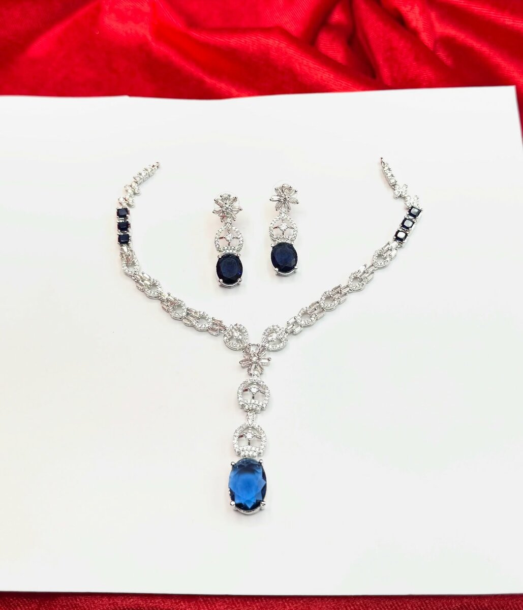 American Diamond 1 karat Necklace set 