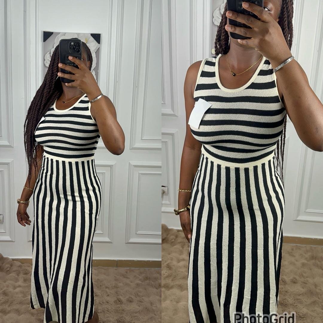 Robe longue rayée élégante