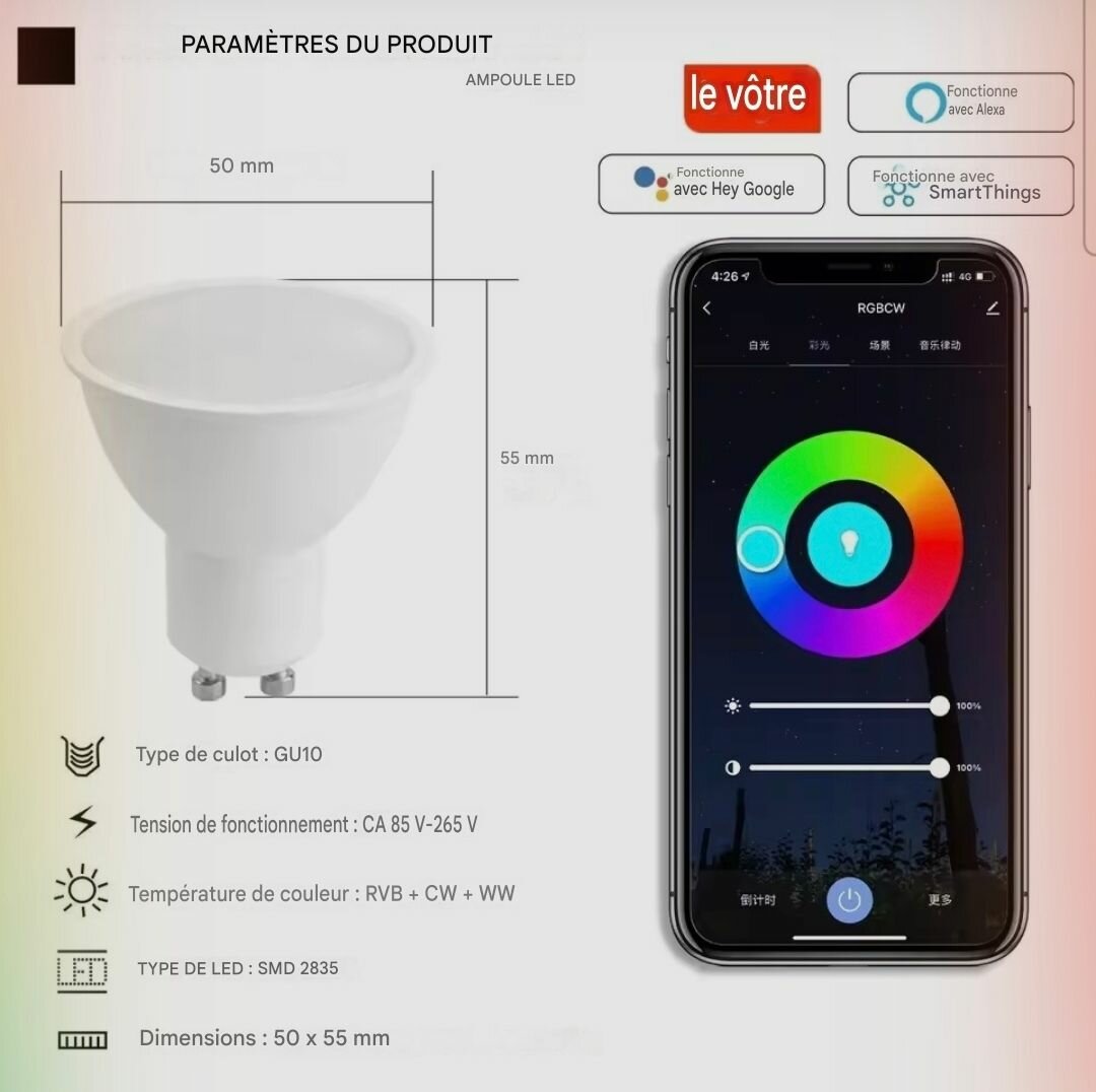 Ampoule GU10 LED Wi-Fi
