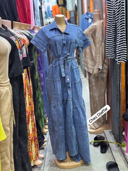 Robe longue en jean tendance