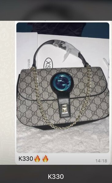 Small gray handbag with print