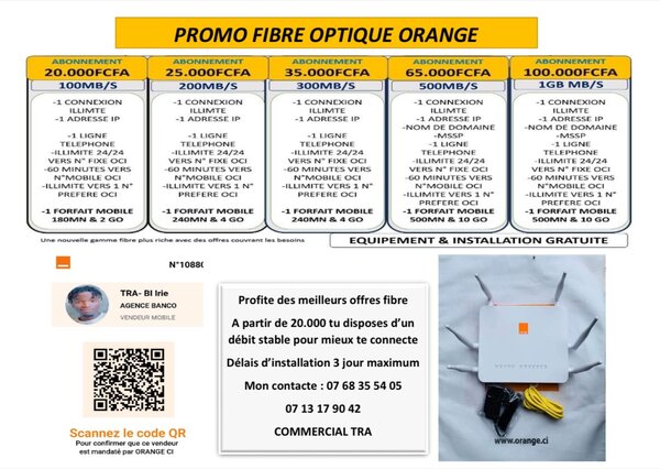 Fibre Orange connexion illimité