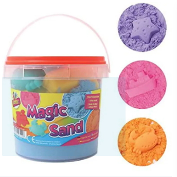 Magic Sand Jar Magic Sand Toy Set for Kids, Molds Creative Playing Sets Include Bucket, Sand Models, Colorful (350 gm & 200g jars))
