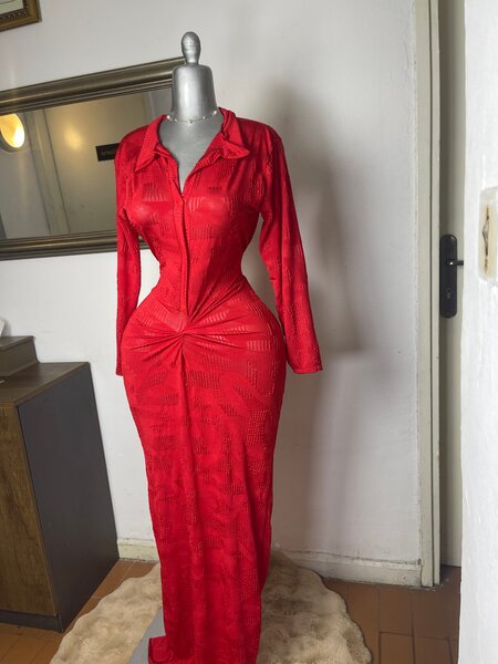 Robe Longue Élegante Rouge