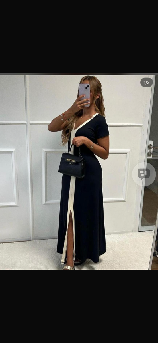 Robe Élégante Noire à Fente