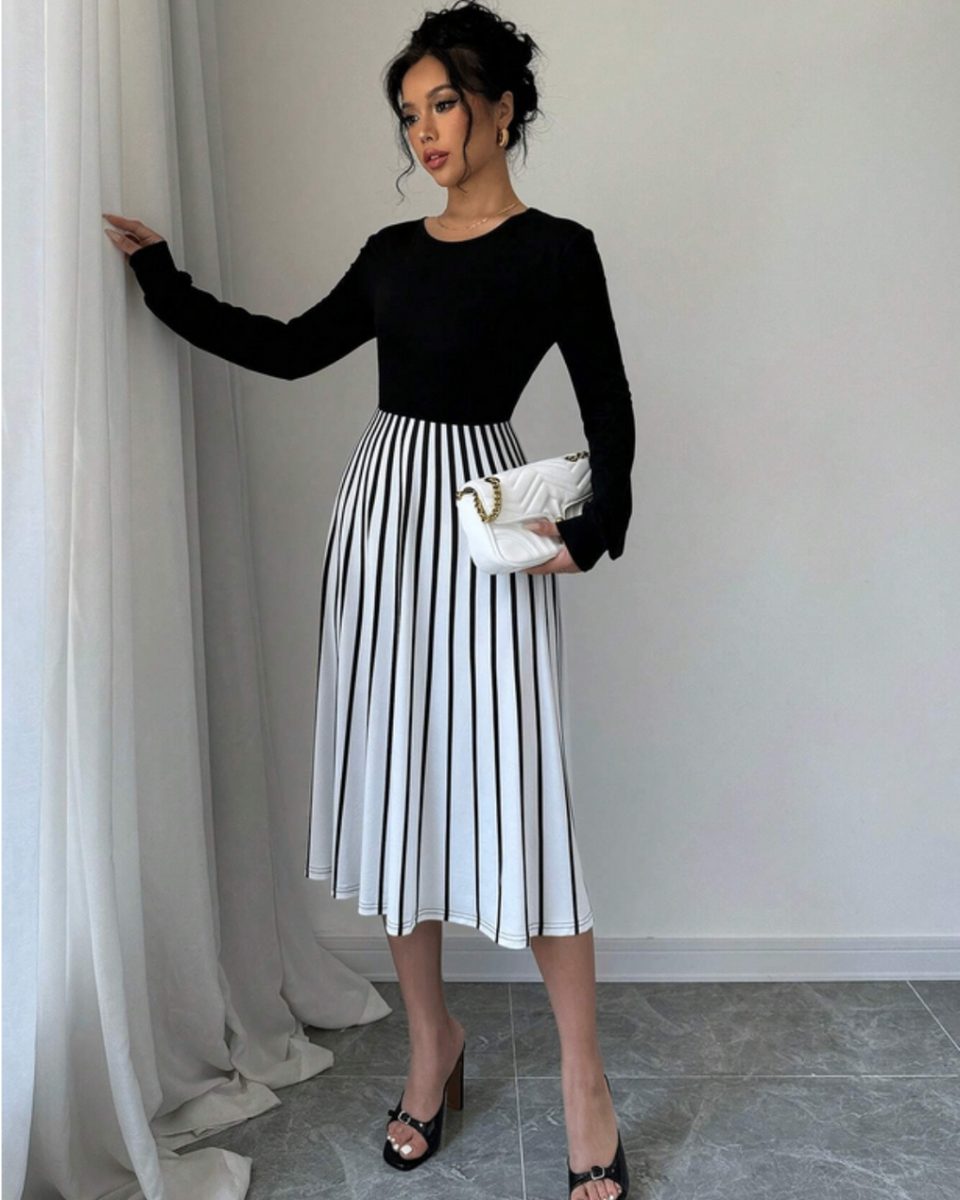 Robe rayée élégante femme