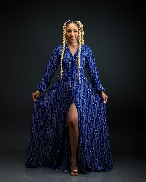 Robe longue imprimé géométrique