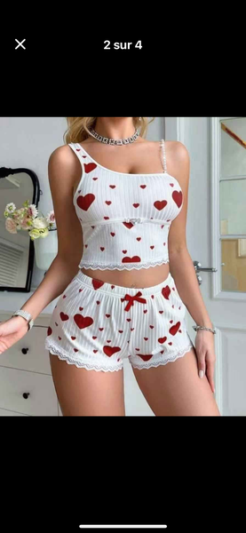 Ensemble Pyjama Résille Cœur