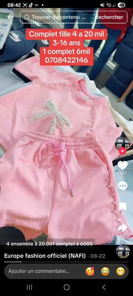 Ensemble Fille Rose Élégant