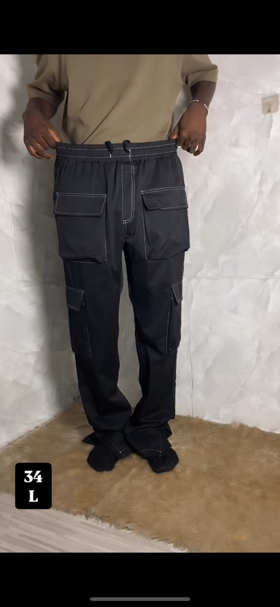 Pantalon cargo noir homme