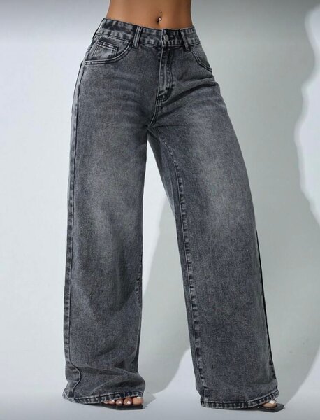 Jean large femme taille haute