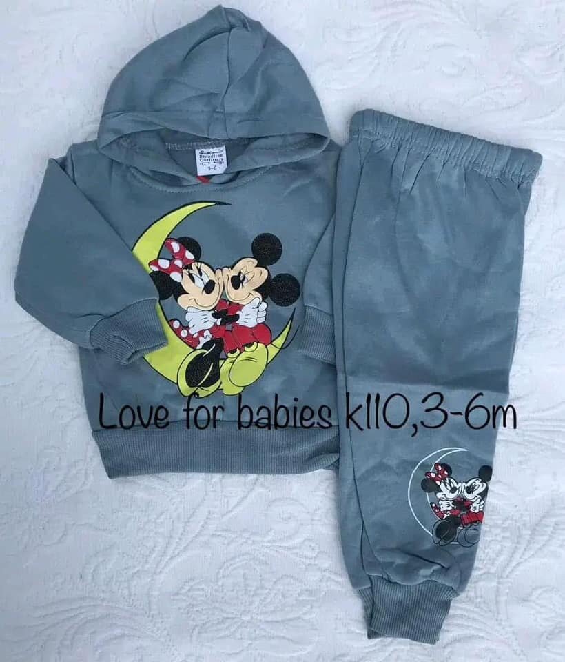 Gray sports suit with Mickey Mouse, 3-6m
