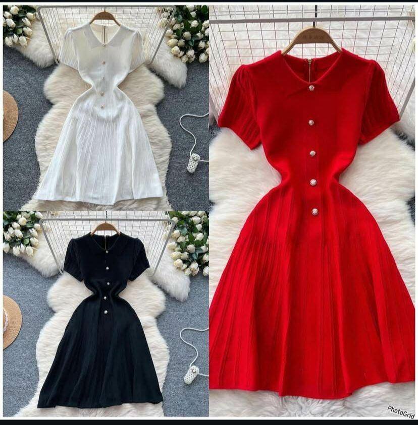 Robe élégante boutons perlés