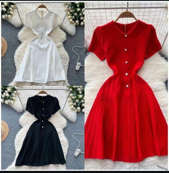 Robe élégante boutons perlés