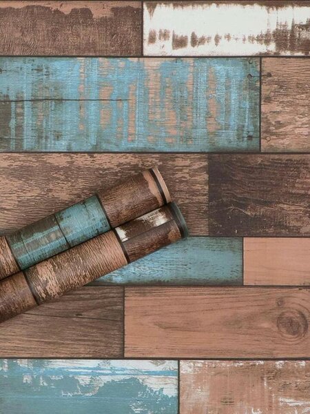 Papier peint effet bois vintage