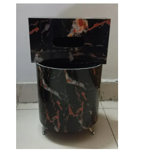 PVC Sheet Tiles Color Wooden Round Dust Bin Set