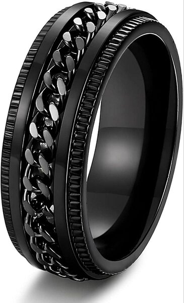 Bague homme acier noir élégante