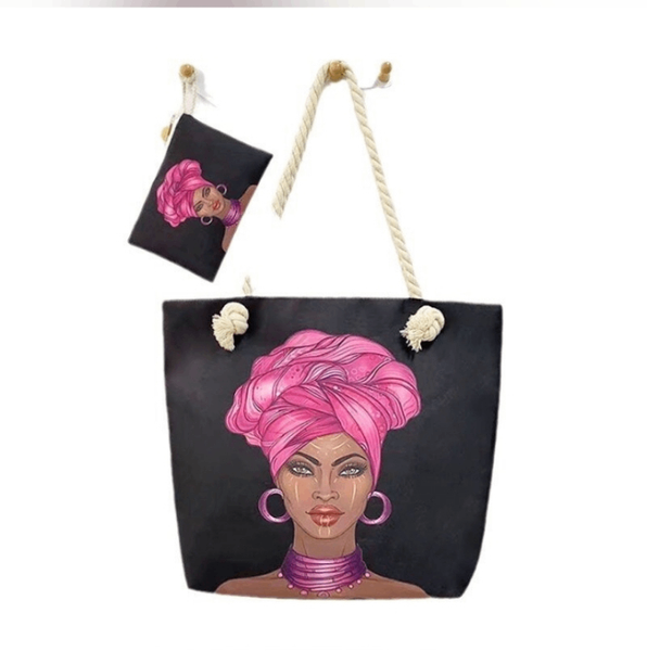 Maxi tote bag with purse