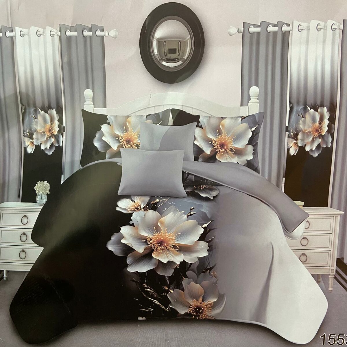 7 pieces bedspread  Comes with 2 curtains, 2 continental pillowcases as d 2 stander pillowcases 