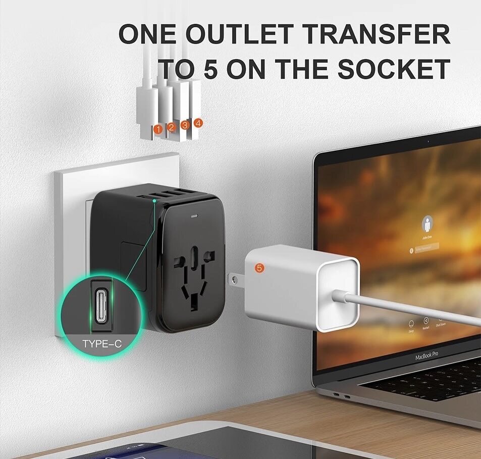 Universal Travel Adapter,30W All-in-one International Power