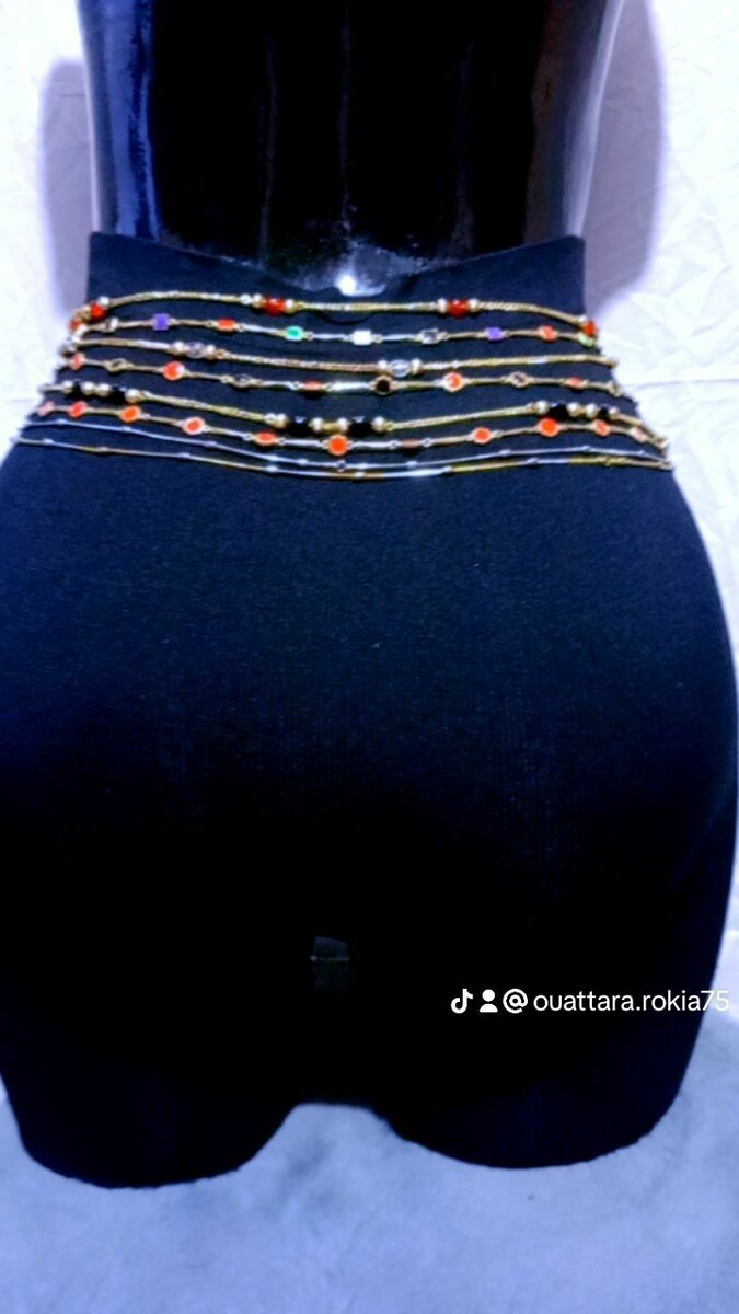Ceinture perlée multicolore