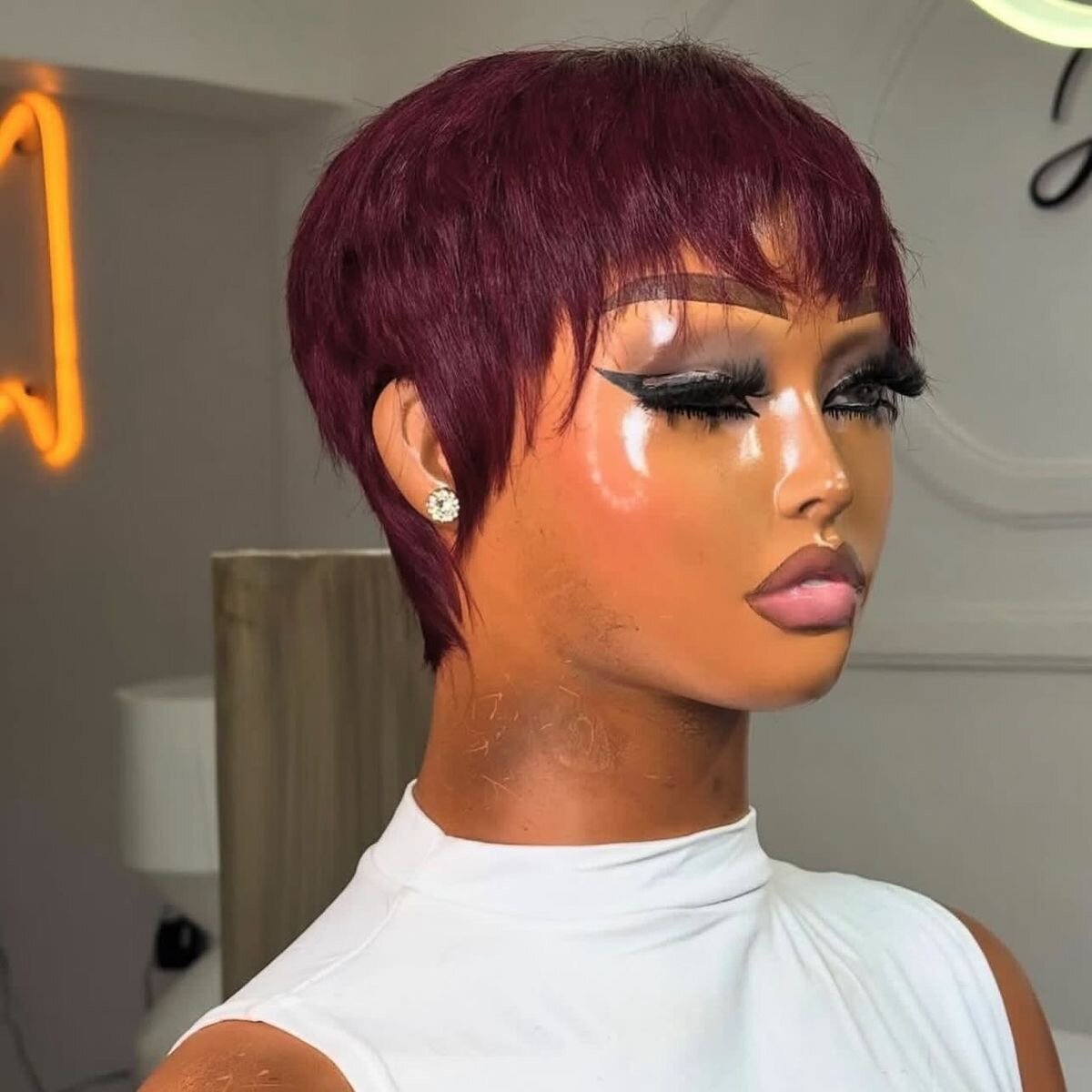 Pixie haircut , curly etc